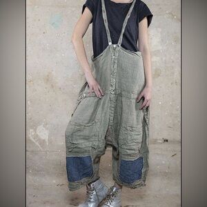 Magnolia Pearl Khaki Jumpsuit with Denim Accents